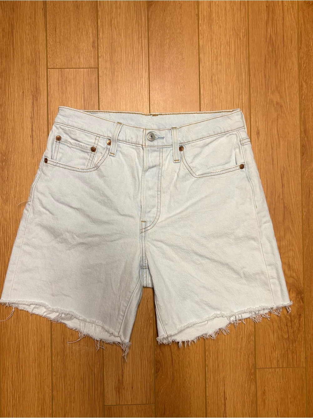 Levi's Light Blue High-Rise Cutoff Denim Shorts